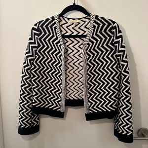 MAJE Cropped Knit Sweater - Size 1 - Black/White